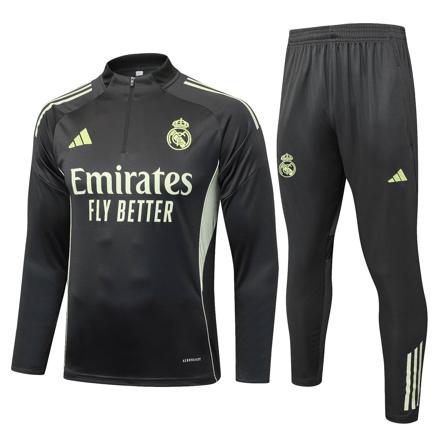 Men’s Real Madrid Training Tracksuit Grey/Neon Green