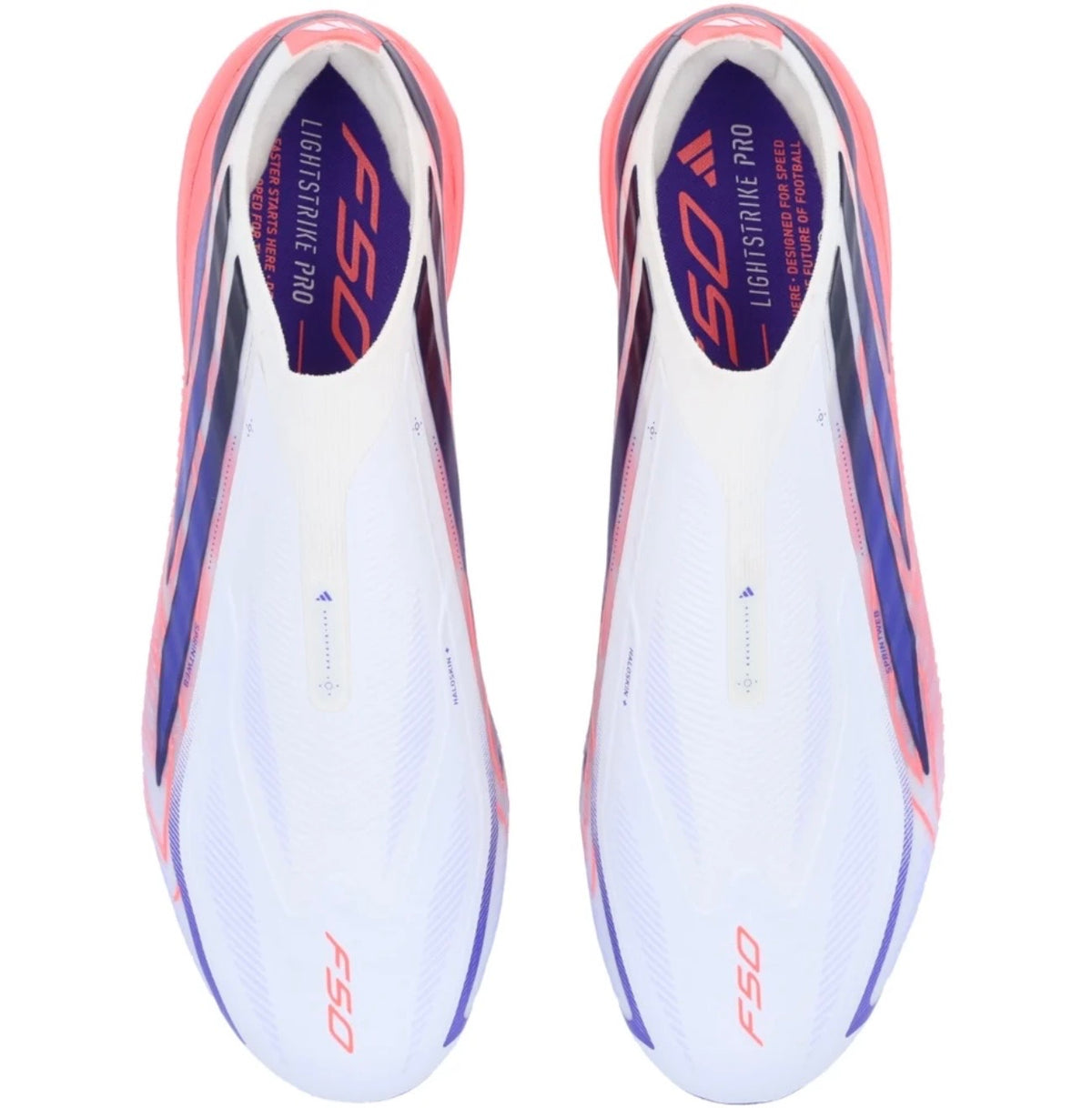 adidas F50 Hyperfast Elite Laceless FG Firm Ground Soccer Cleat
White/Solar Purple/Solar Turbo