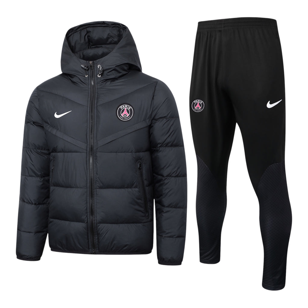 PSG Puffer Jacket & Training Pants Set – Black