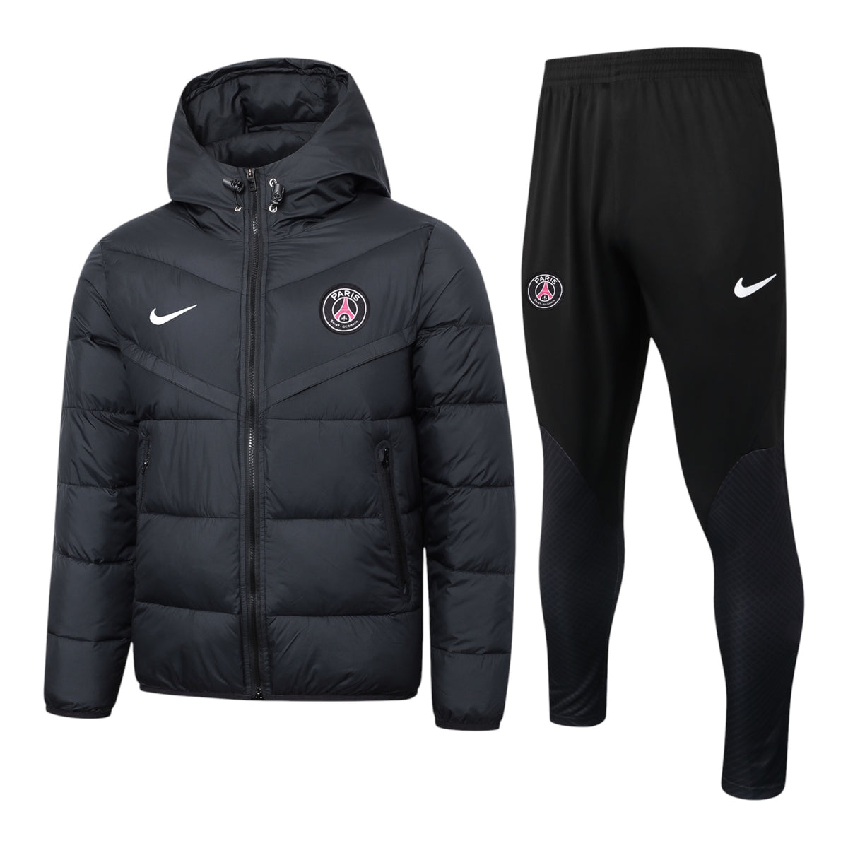 PSG Puffer Jacket & Training Pants Set – Black