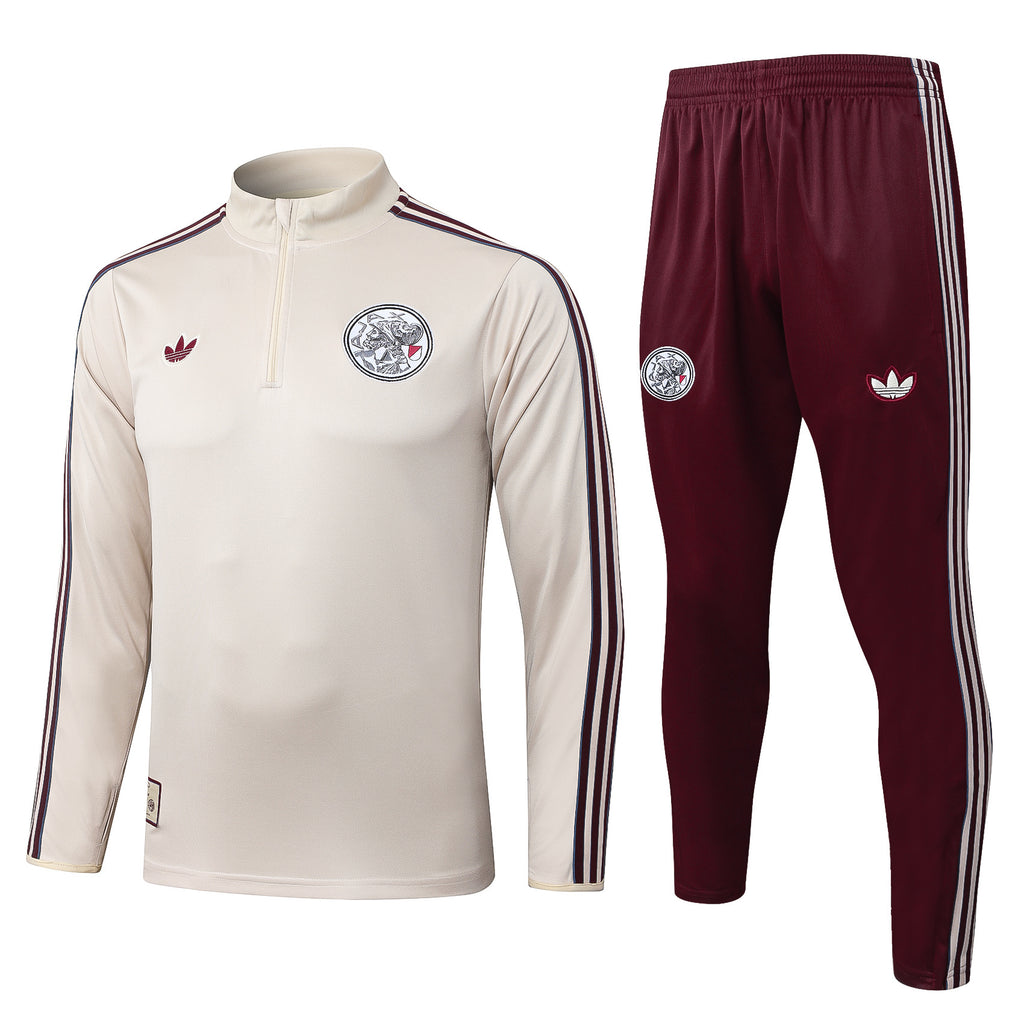 Men’s Ajax FC Training Tracksuit Beige/Burgundy