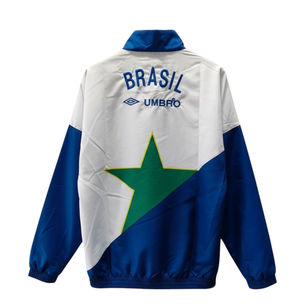 Chaqueta cortavientos retro inspirada en Brasil 93/94 – Azul/Verde/Amarillo