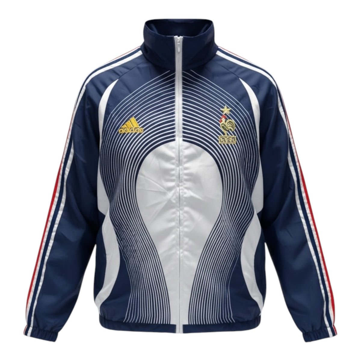 Chaqueta cortavientos retro inspirada en Francia 2006 – Azul marino/Blanco