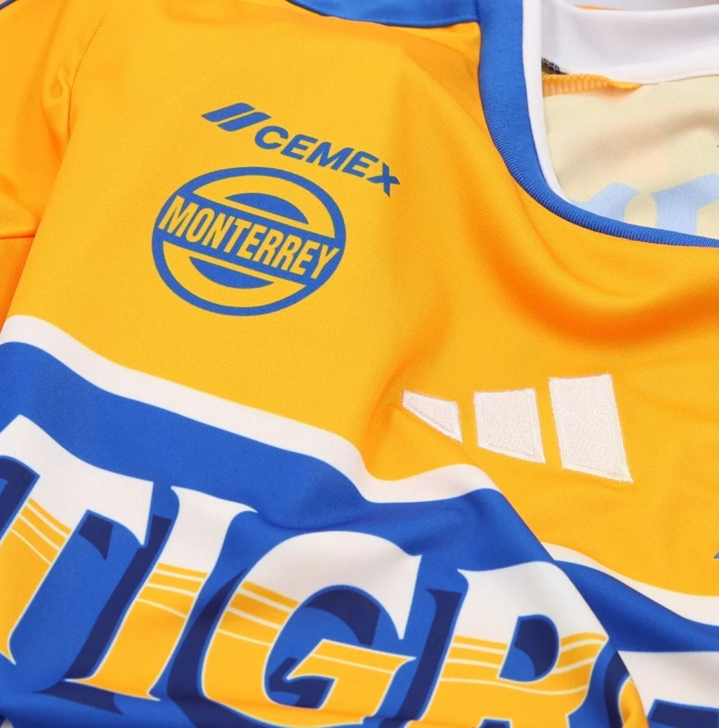Men's Replica adidas Tigres Long Sleeve Home Jersey 26/27
