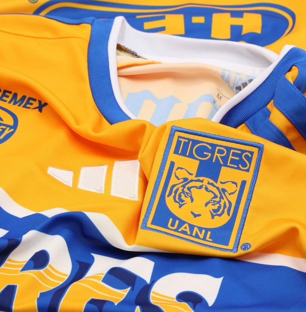 Men's Replica adidas Tigres Long Sleeve Home Jersey 26/27