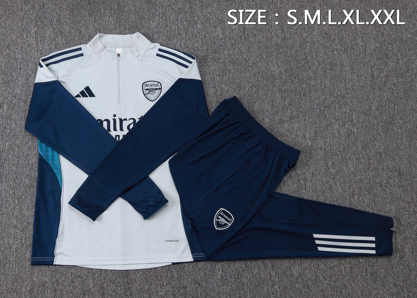 Men’s Arsenal FC Training Tracksuit White/Navy Blue
