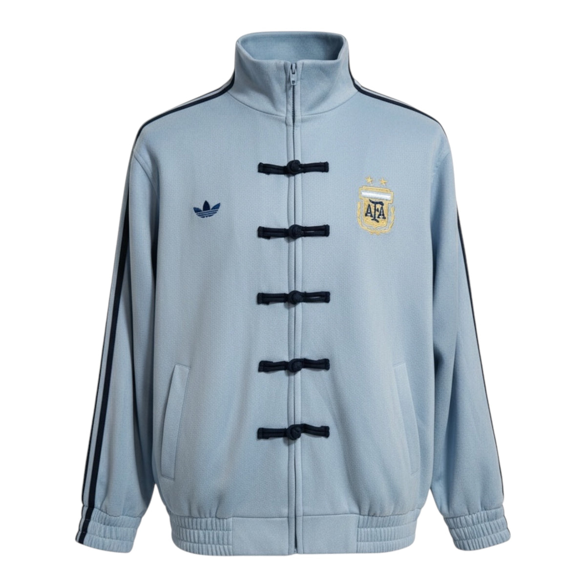 Chaqueta deportiva retro de Argentina con cuello chino – Azul cielo/Negro