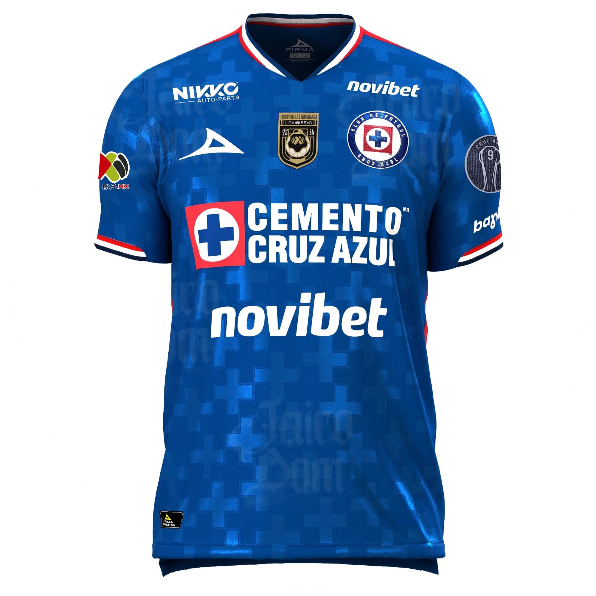 Men's Cruz Azul 25/26 Home Jersey W/ Champion 9 + Liga BBVA Patches Fan Version