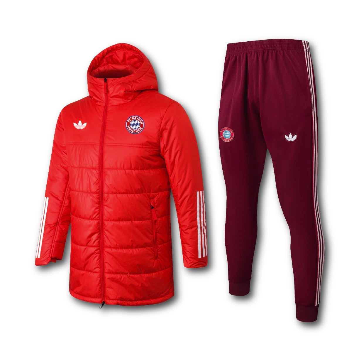 Men’s FC Bayern Munich Long Puffer Training Set Red/Burgundy/White