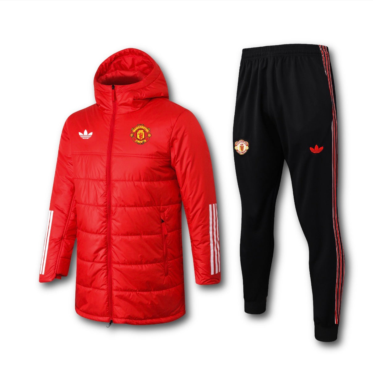 Men’s Manchester United Long Puffer Training Set Red/Black/White