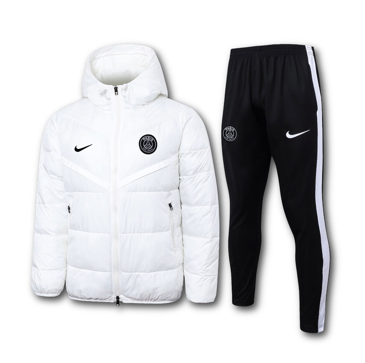 Men’s Paris Saint-Germain Puffer Jacket Training Set White/Black