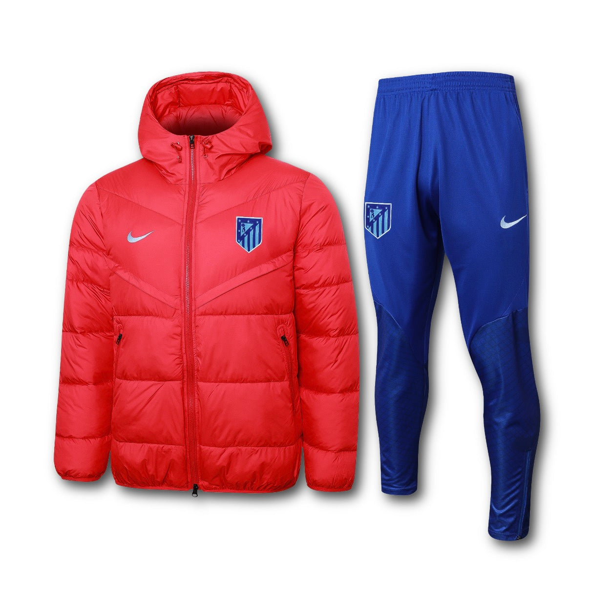 Men’s Atletico Madrid Puffer Jacket Training Set Red/Blue