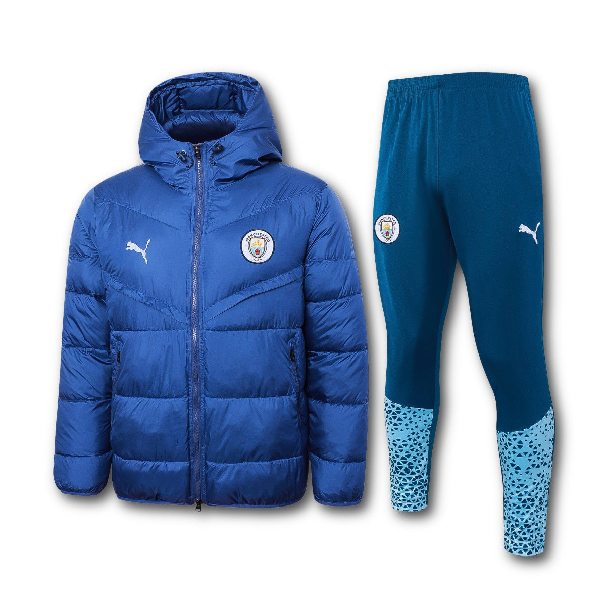 Men’s Manchester City Puffer Jacket Training Set Blue/White