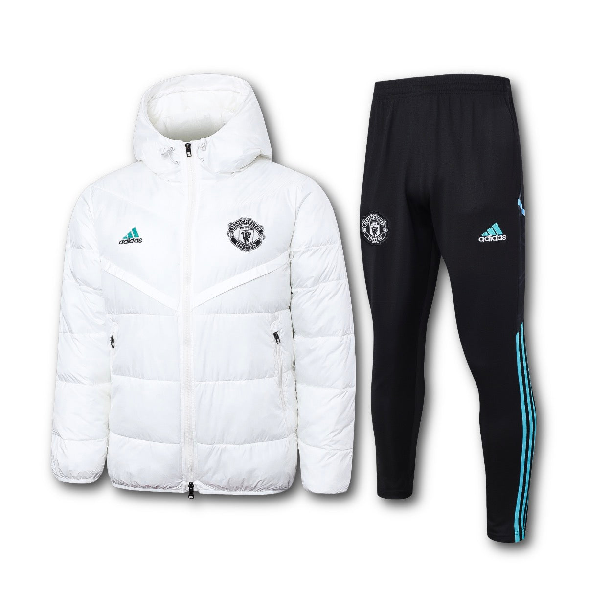 Men’s Manchester United Puffer Jacket Training Set White/Black/Mint Green