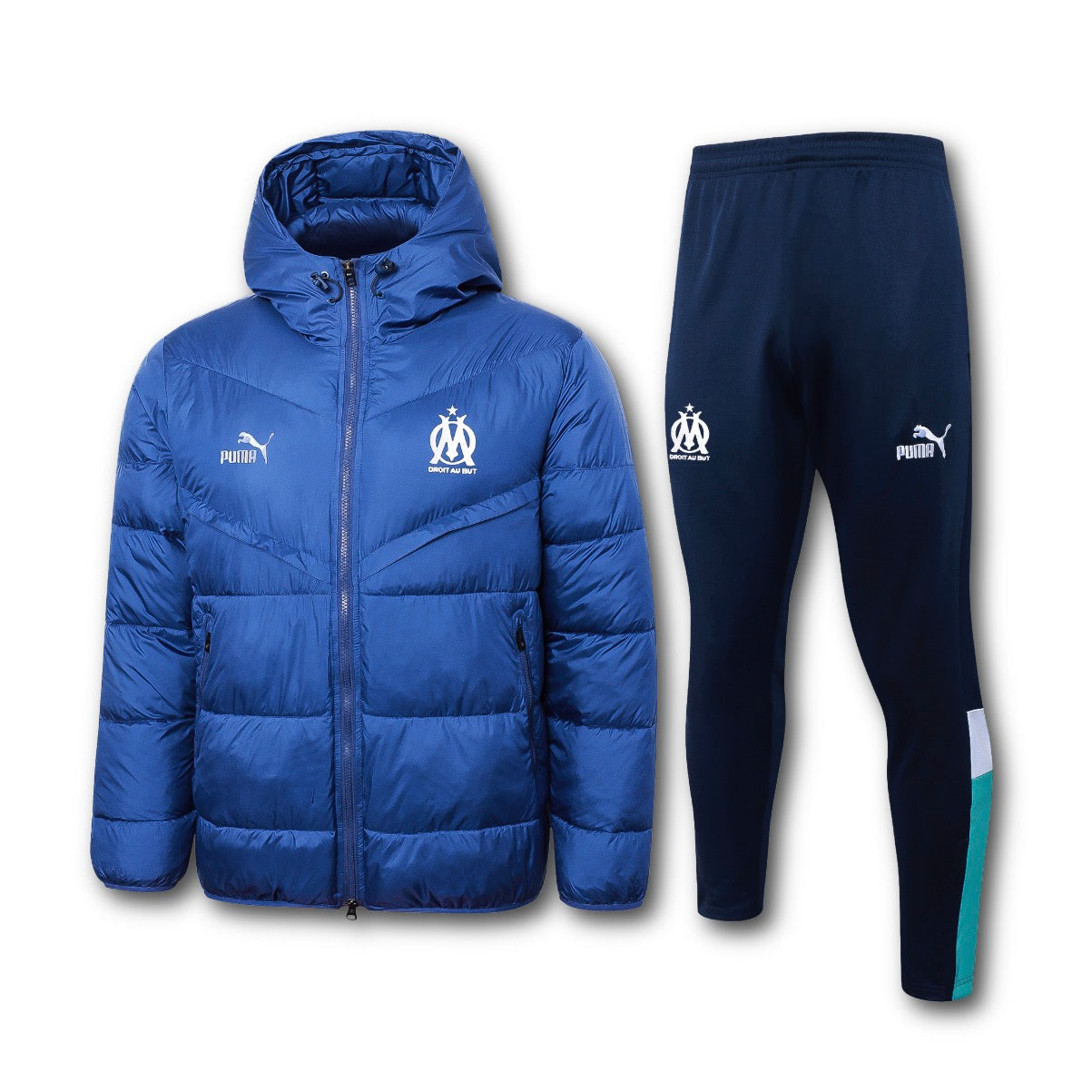 Men’s Marseille FC Puffer Jacket Training Set Blue/White/Green