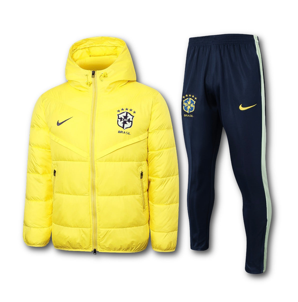 Men’s Brasil Puffer Jacket Training Set Yellow/Navy Blue