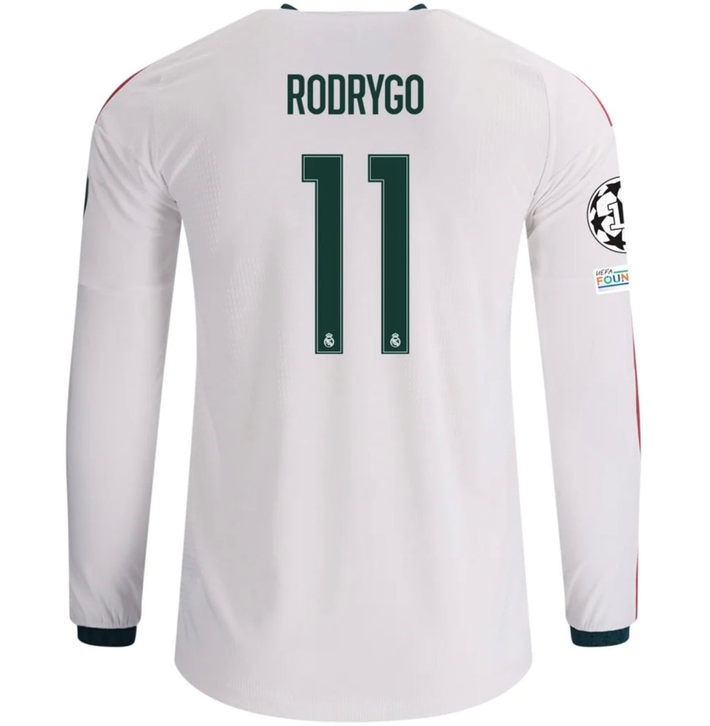Men's Authentic adidas Rodrygo Real Madrid Long Sleeve Home Jersey 26/27