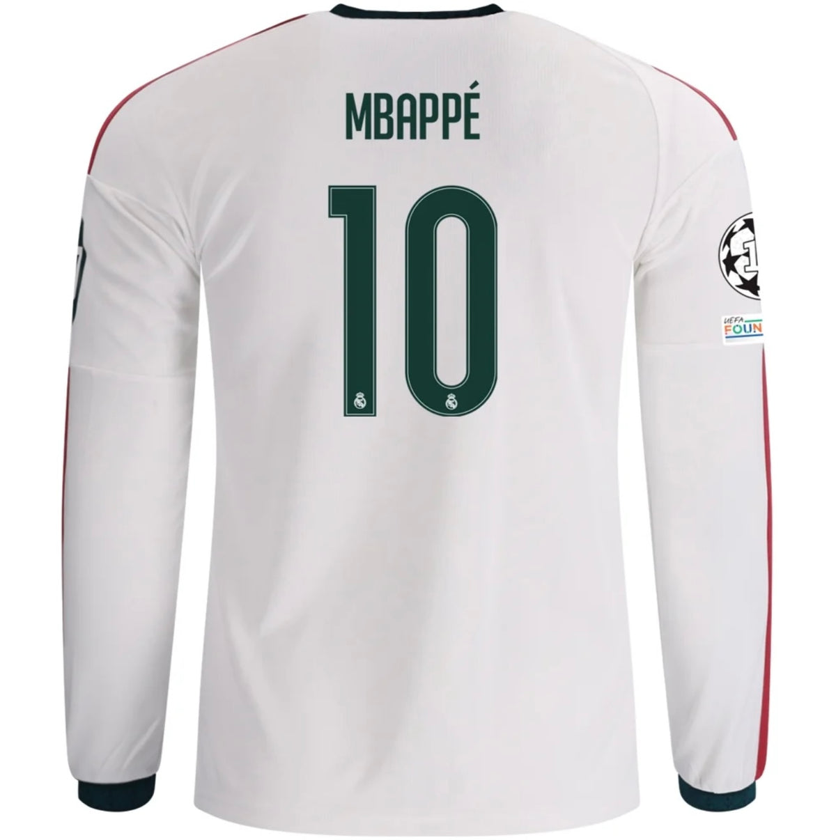 Men's Replica adidas Mbappe Real MadridLong Sleeve Home Jersey 26/27