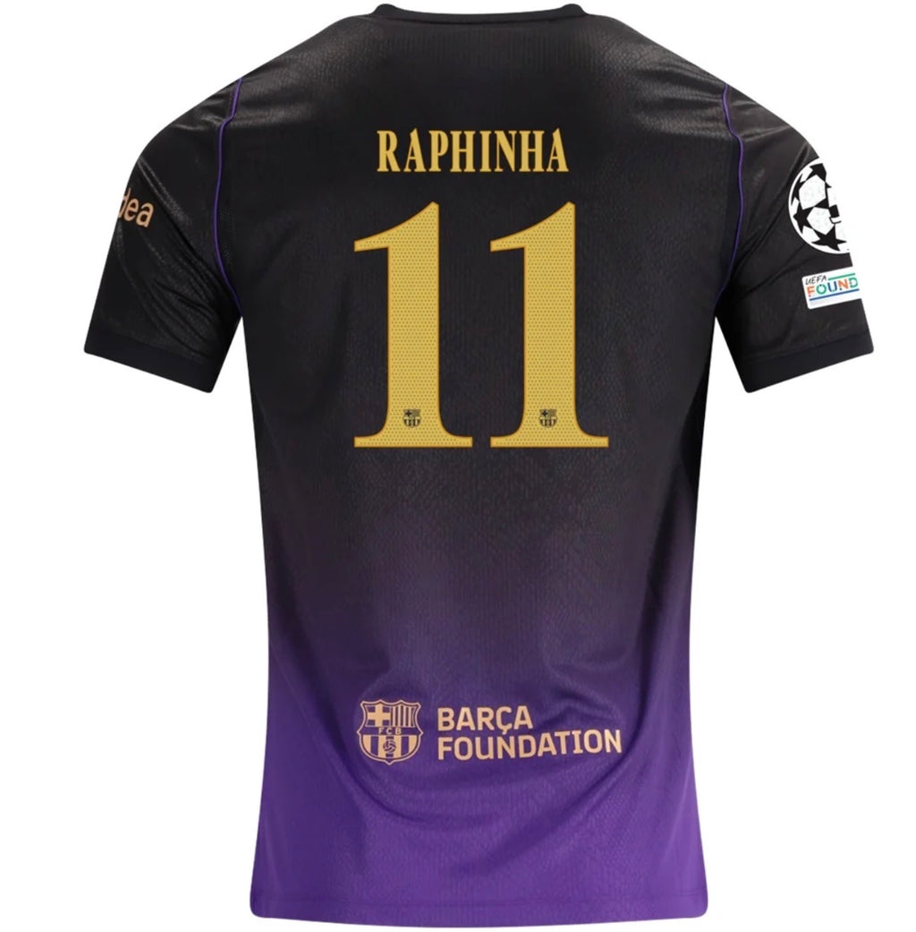 Men's Authentic Nike Raphinha Barcelona Away Jersey 26/27 - UCL