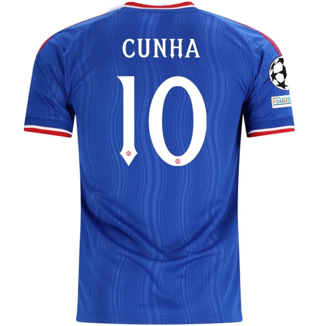 Men's Replica adidas Cunha Manchester United Away Jersey 26/27 - UCL