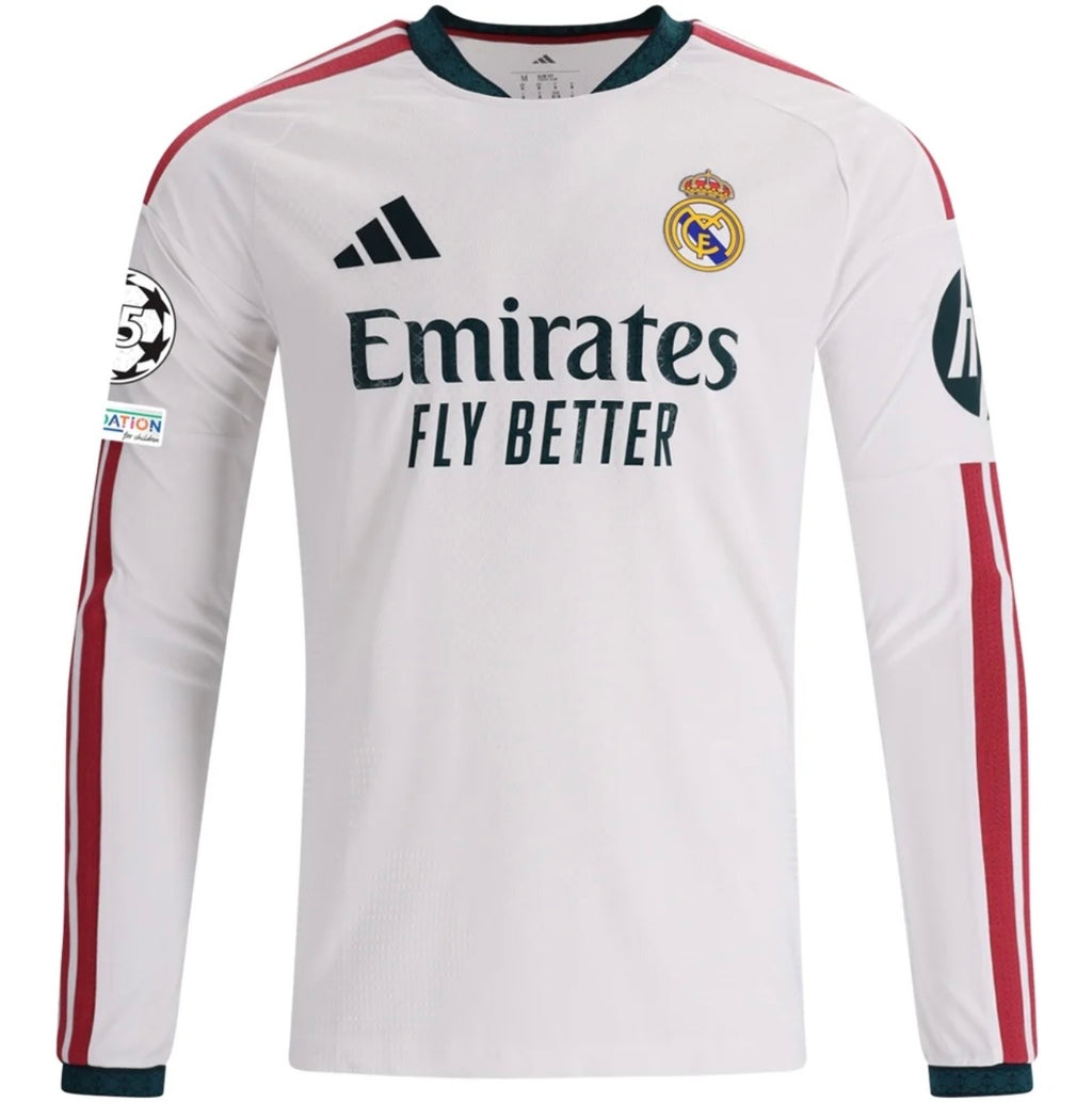Men's Authentic adidas Mbappe Real Madrid Long Sleeve Home Jersey 26/27