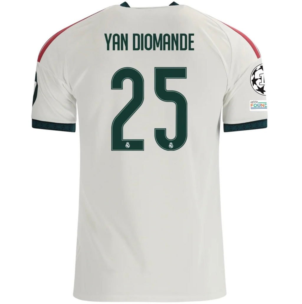 Men's Replica adidas Yan Diomande RealMadrid Home Jersey 26/27