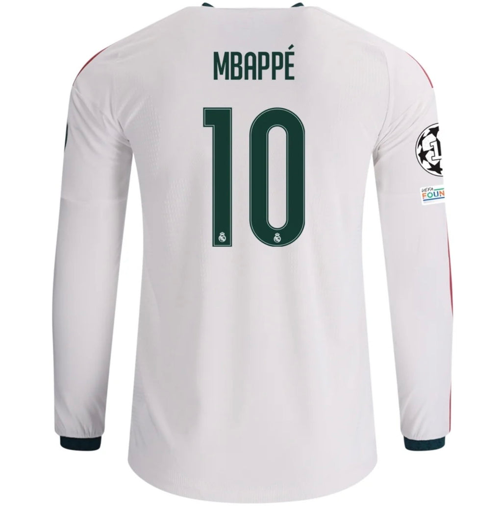 Men's Authentic adidas Mbappe Real Madrid Long Sleeve Home Jersey 26/27