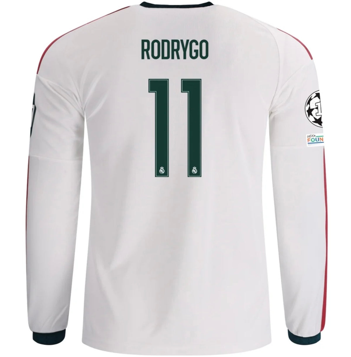 Men's Replica adidas Rodrygo Real MadridLong Sleeve Home Jersey 26/27
