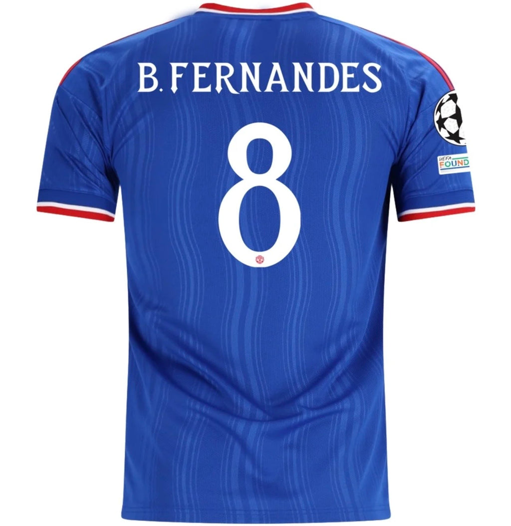 Men's Replica adidas B. Fernandes Manchester United Away Jersey 26/27 - UCL